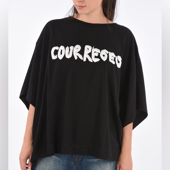 Courreges Tops - Courreges T Shirt Crew Neck Graphic Oversized Shirt Top